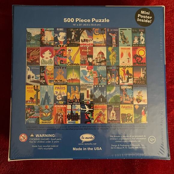 NIB American Travel Posters Jigsaw Puzzle - 500 Pieces - Picture 2 of 4